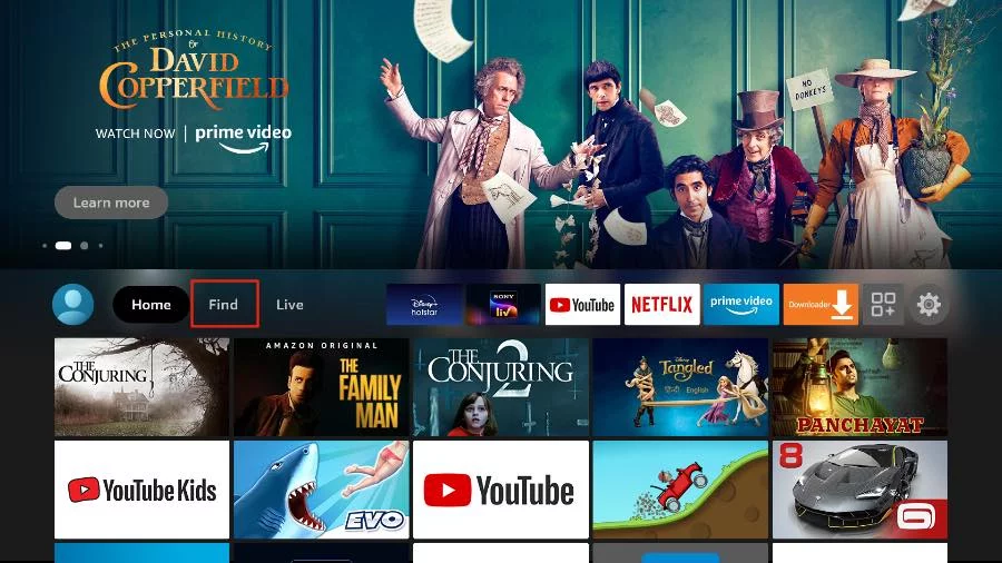 Go to the Find menu page